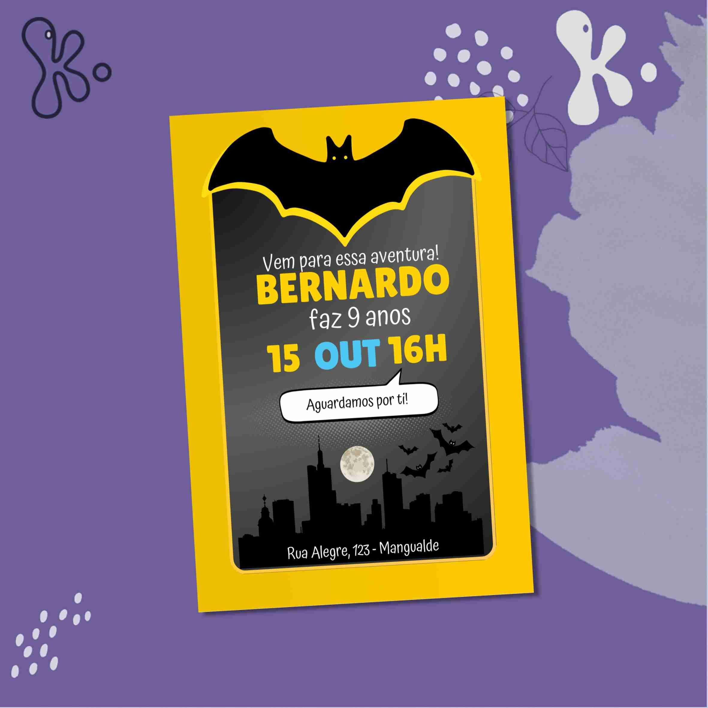 Convite Digital Batman Estilizado – Personalizado para Festa de Aniversário Infantil