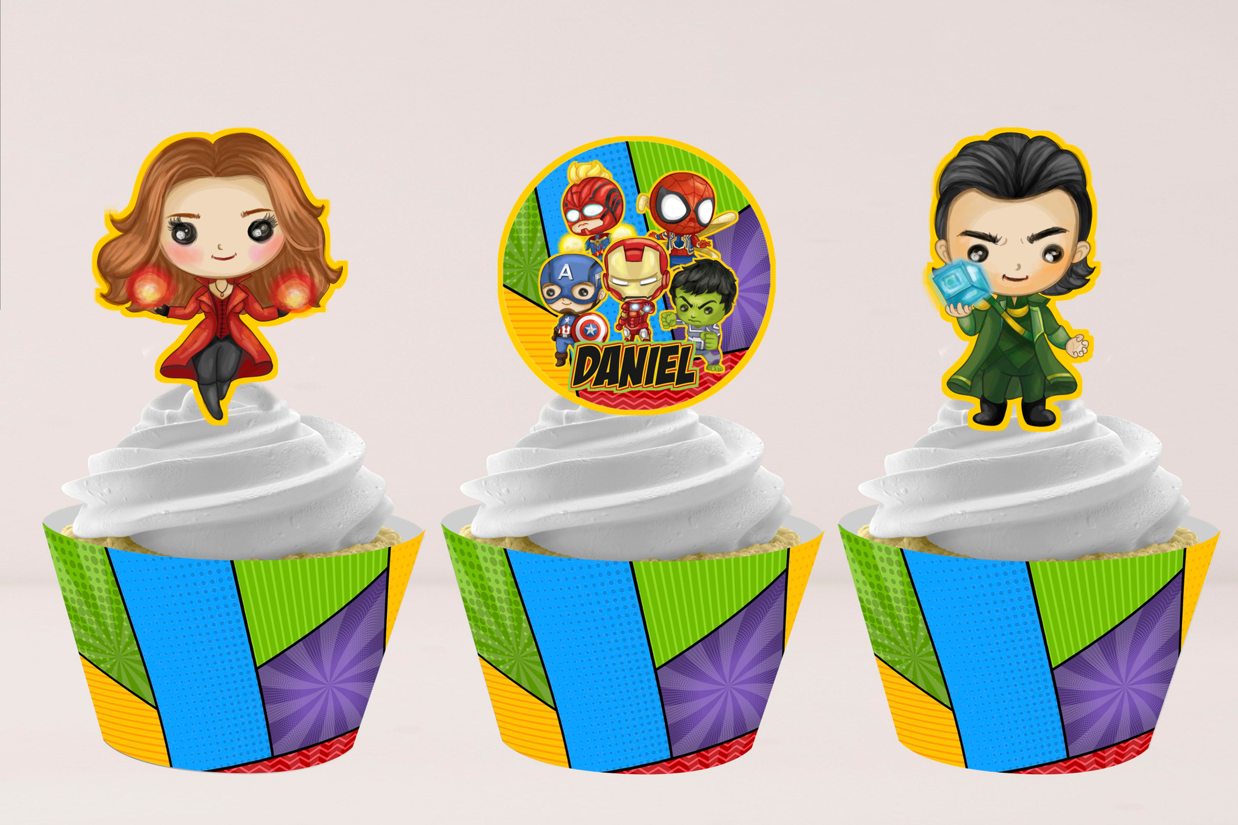 Conjunto de topper e wrapper Avengers Vingadores 3