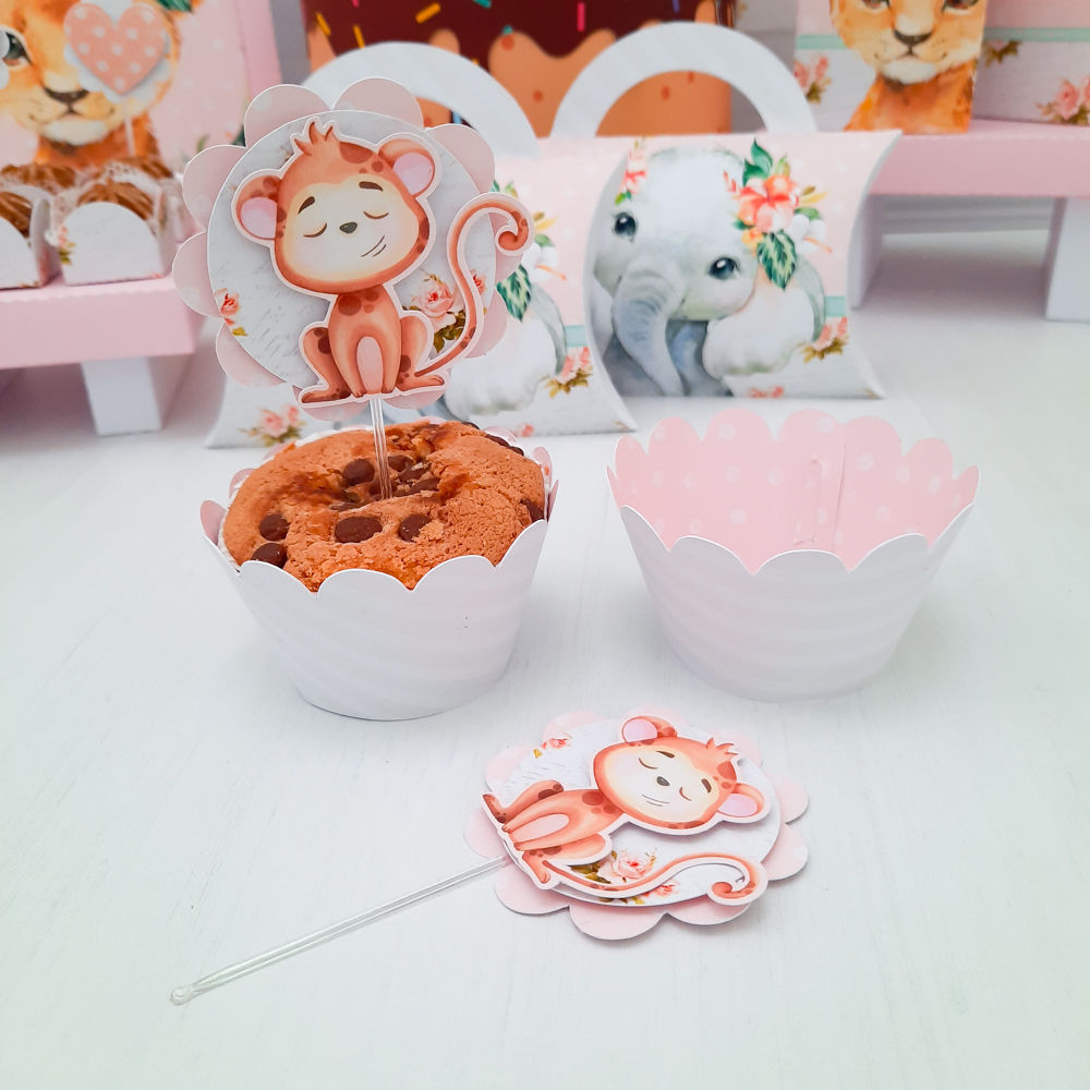 Conjunto de topper e wrapper Safari Rosa