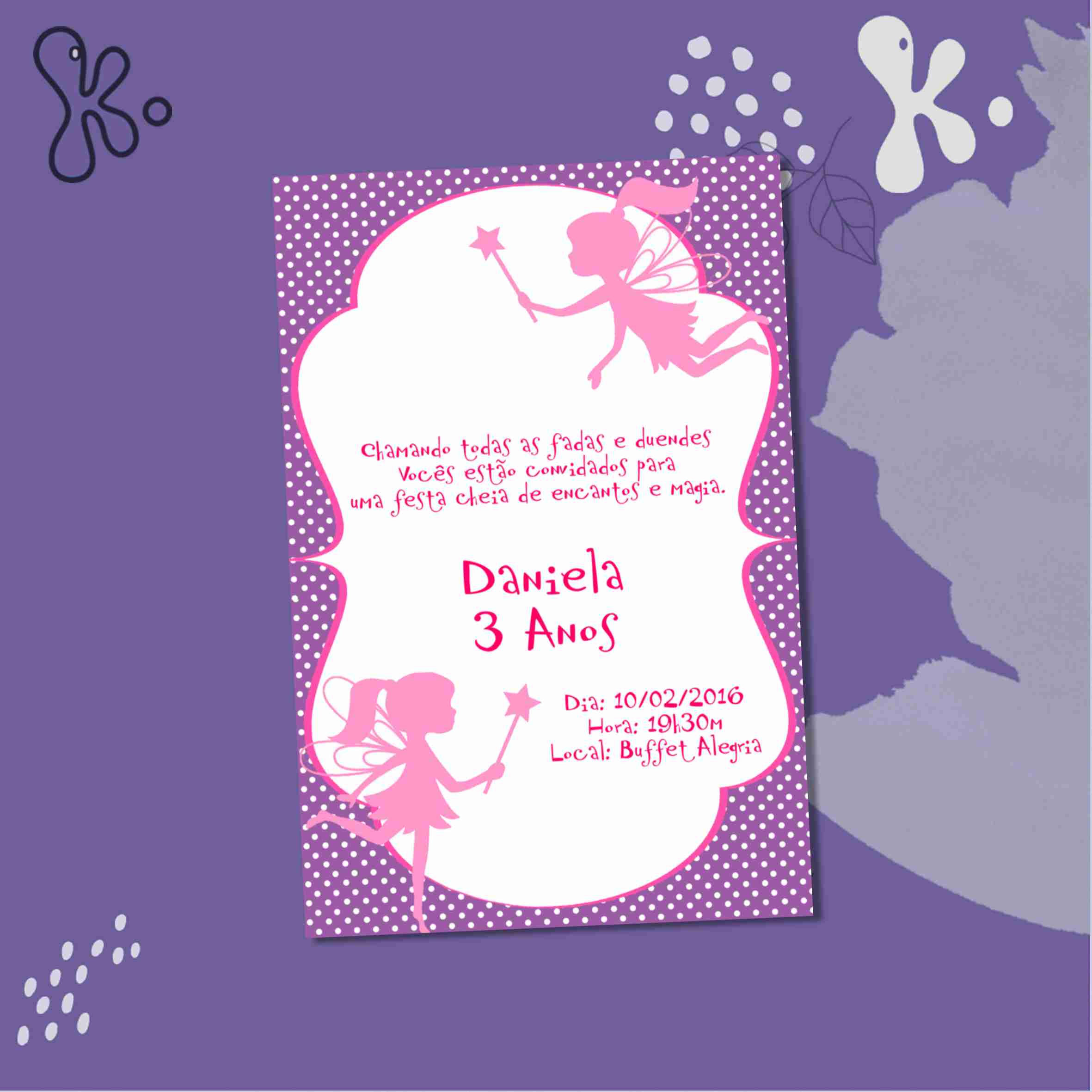 Convite Digital Fadas Personalizado – Aniversário Encantado Infantil