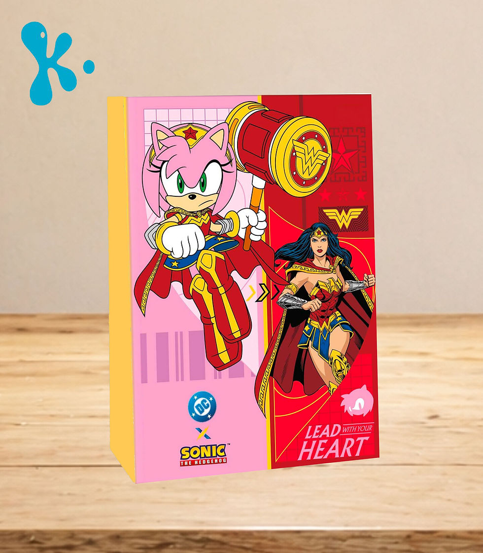 Saco lembrança personalizado Amy Rose Mulher-Maravilha com Amy Rose e a heroína Mulher-Maravilha.
