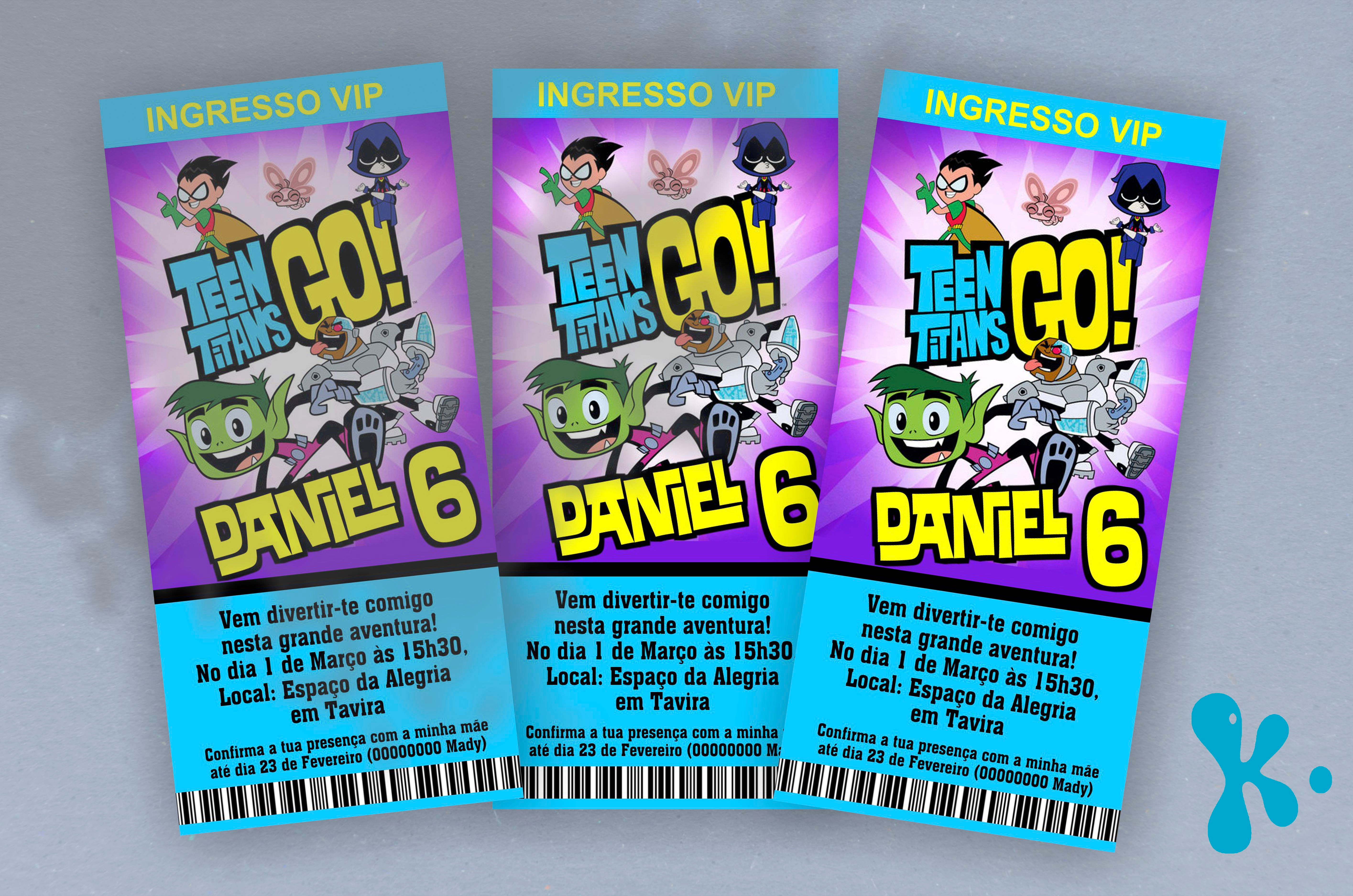 Convite Bilhete Impresso Teen Titans Go!