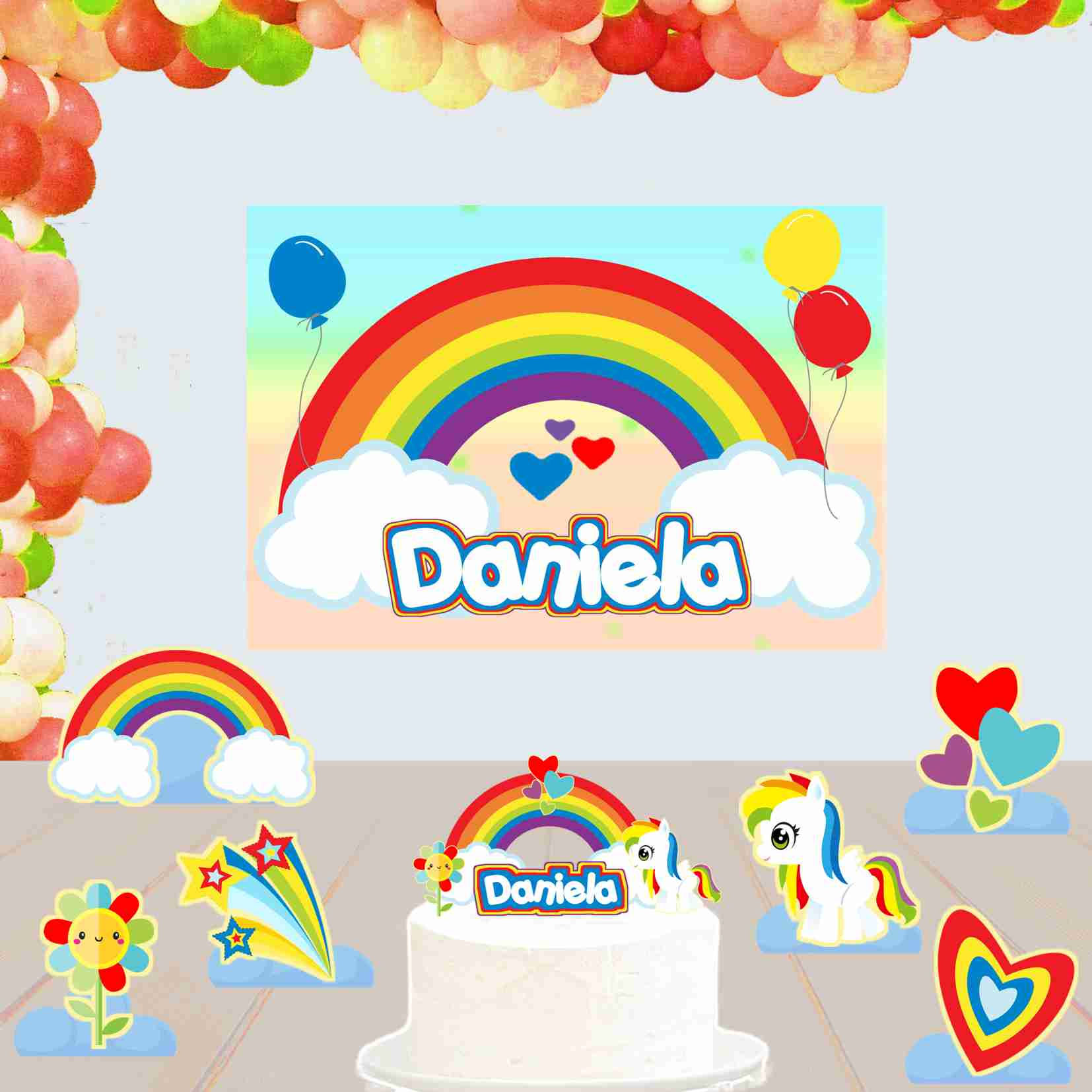 Kit de Festa Básico 1 Arco-iris