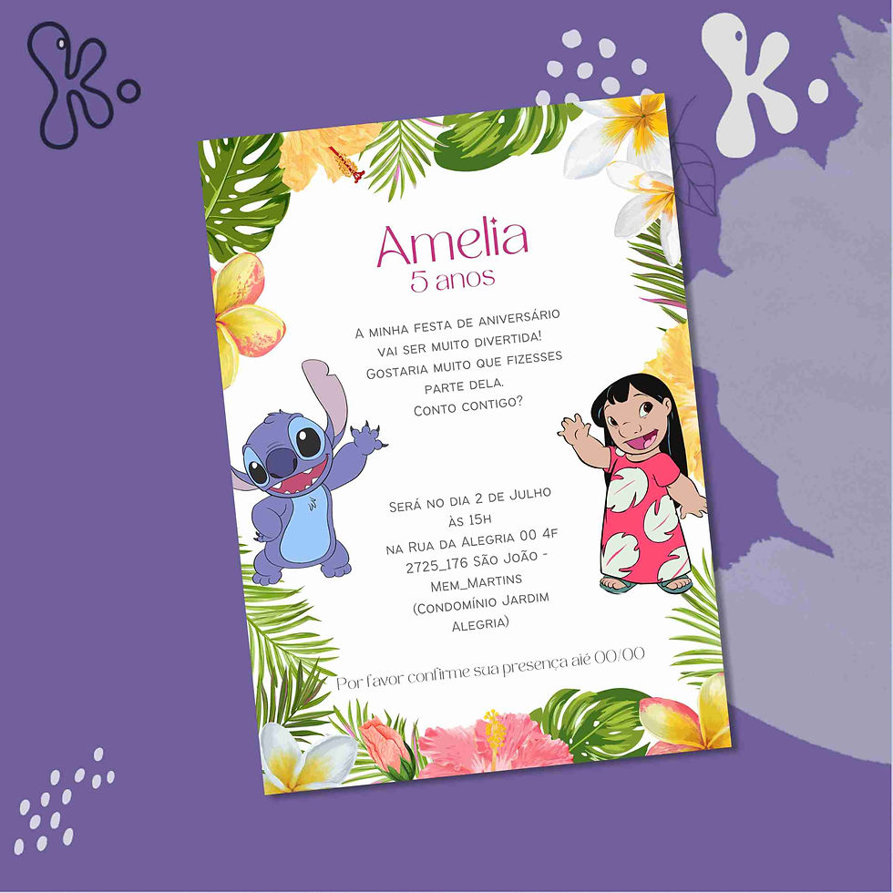 Miniatura: Convite Digital Lilo e Stitch 8 impressão