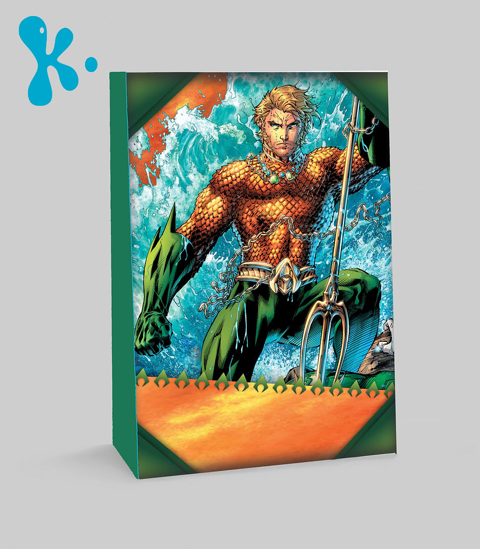 Saco lembrança Aquaman personalizado com design de super-herói para festa infantil