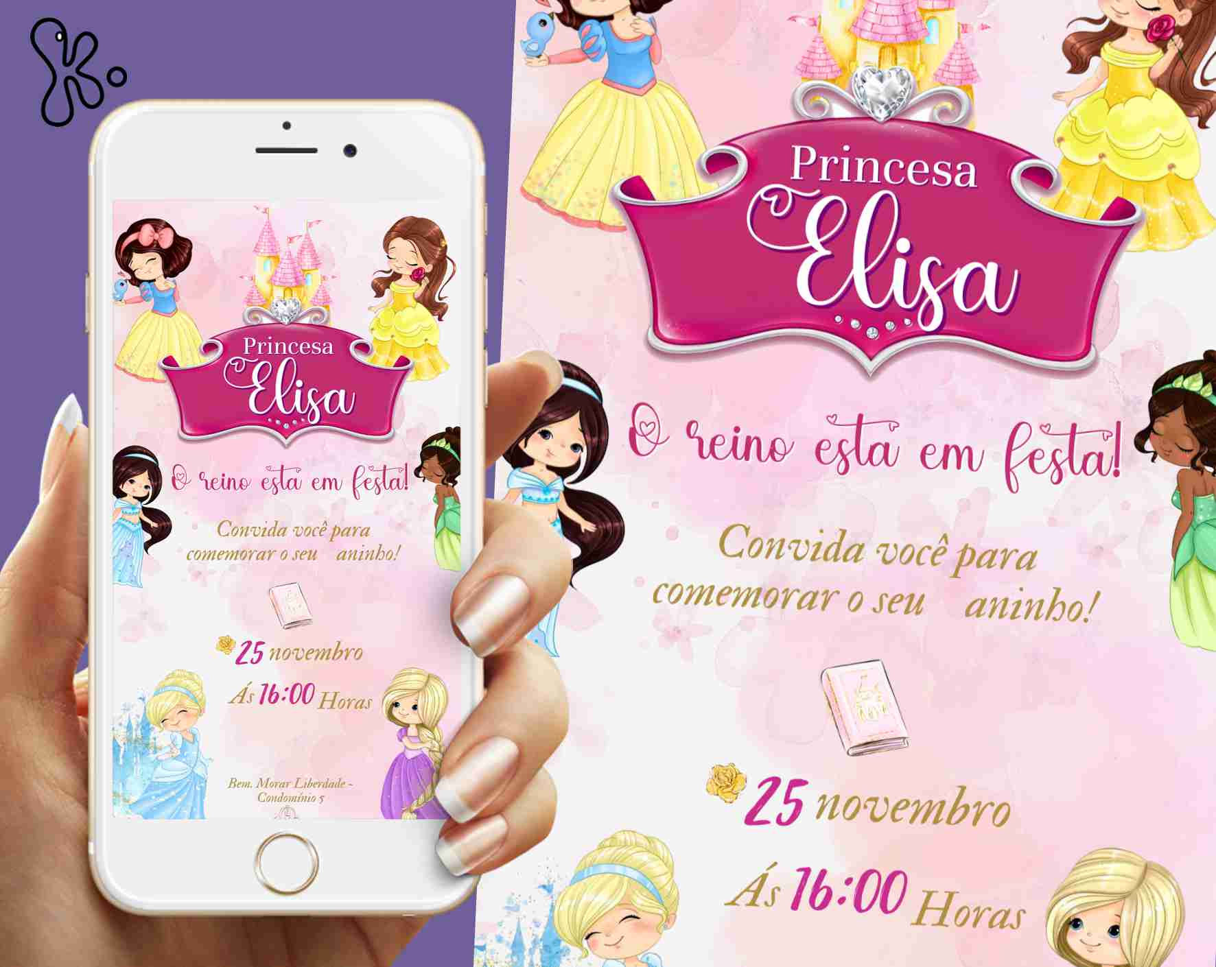 Convite Digital Princesas Disney 4