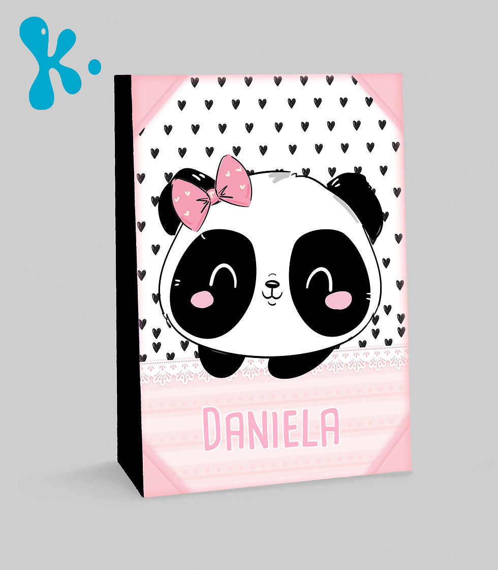 Saco lembrança panda menina personalizado com nome para festa infantil