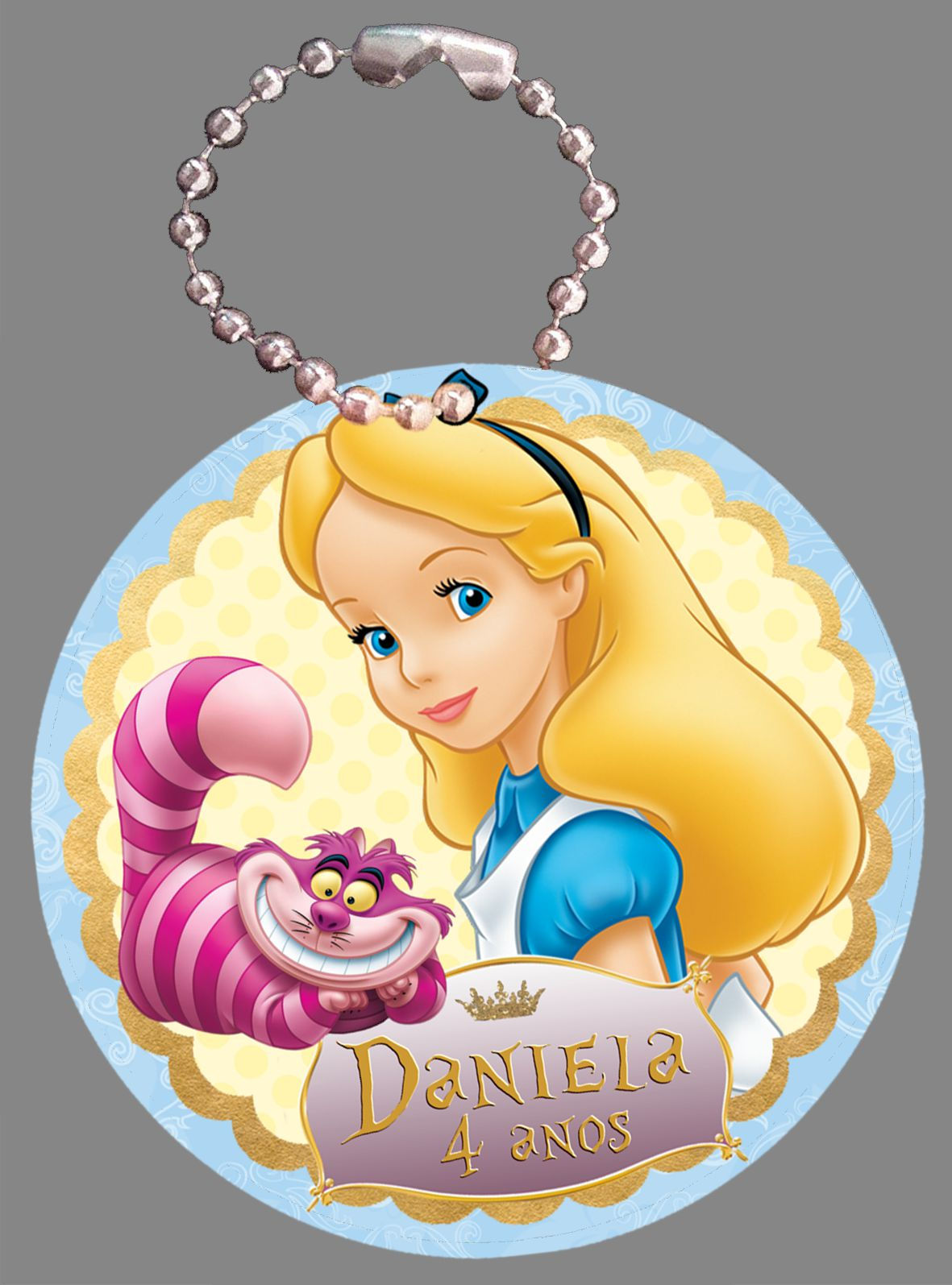 Tag com correntinha Alice no País das Maravilhas