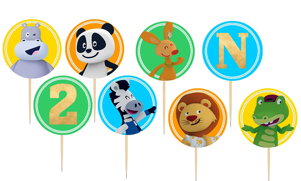 Toppers doces salgados Panda e os Amigos