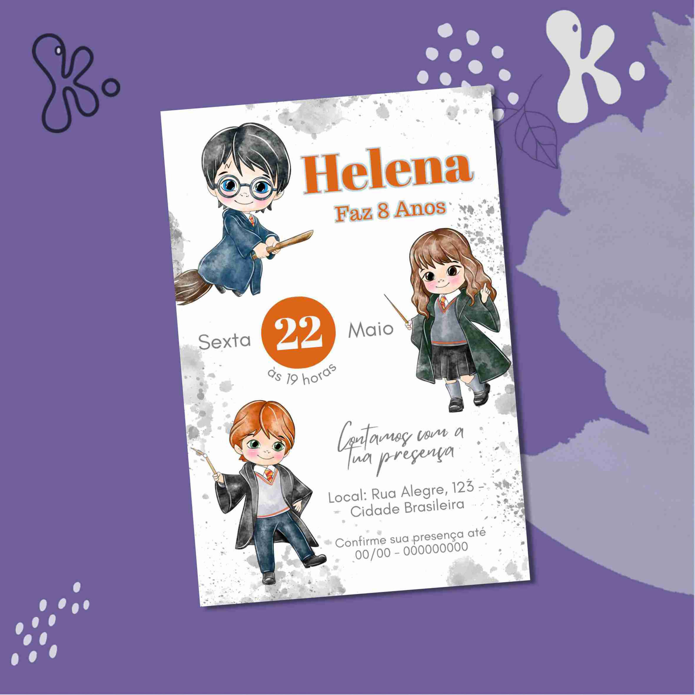 Convite Digital Harry Potter Infantil Personalizado para Aniversário