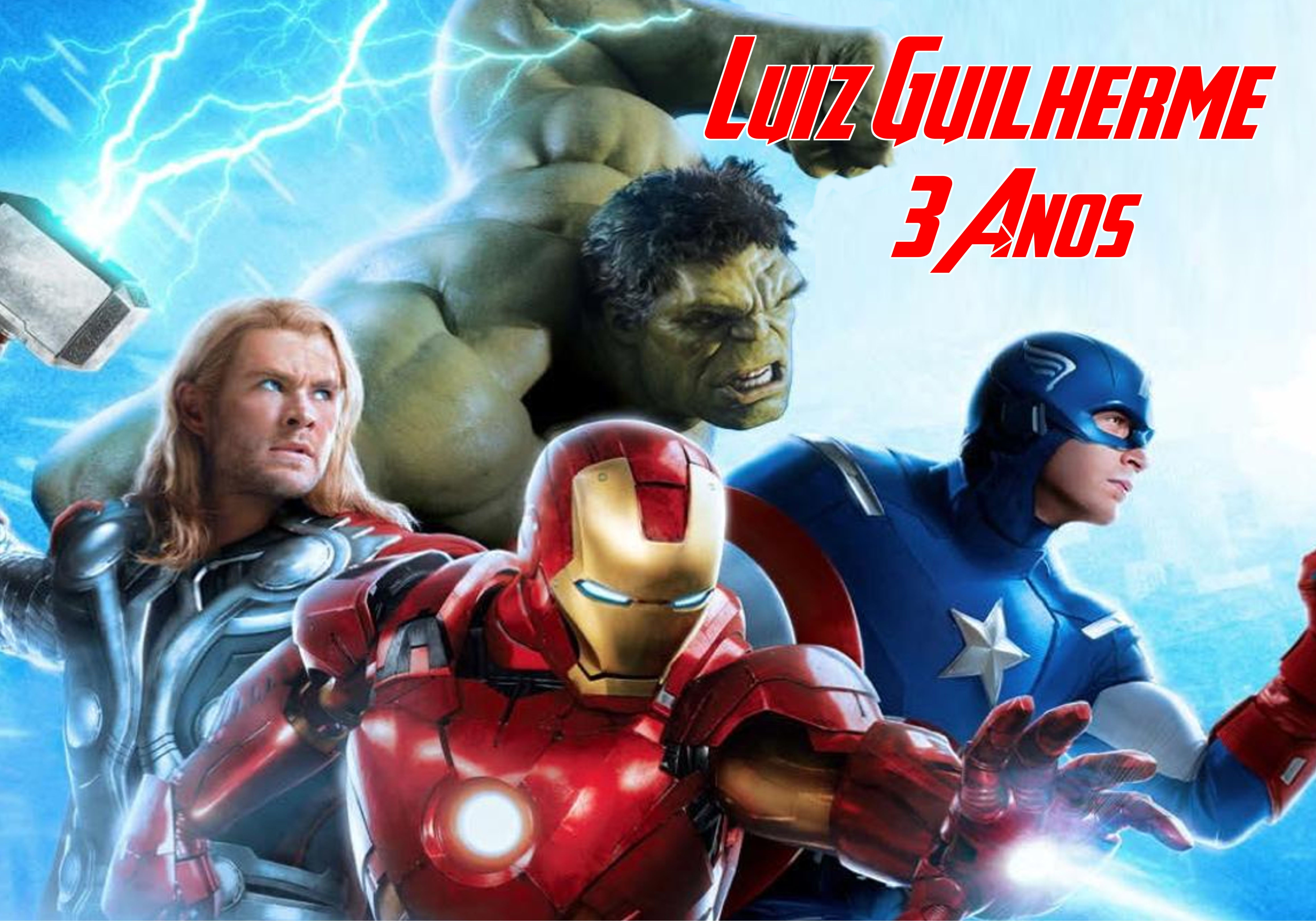 Cartaz super-heróis personalizado com nome e idade, heróis em ação para decoração de festa infantil.