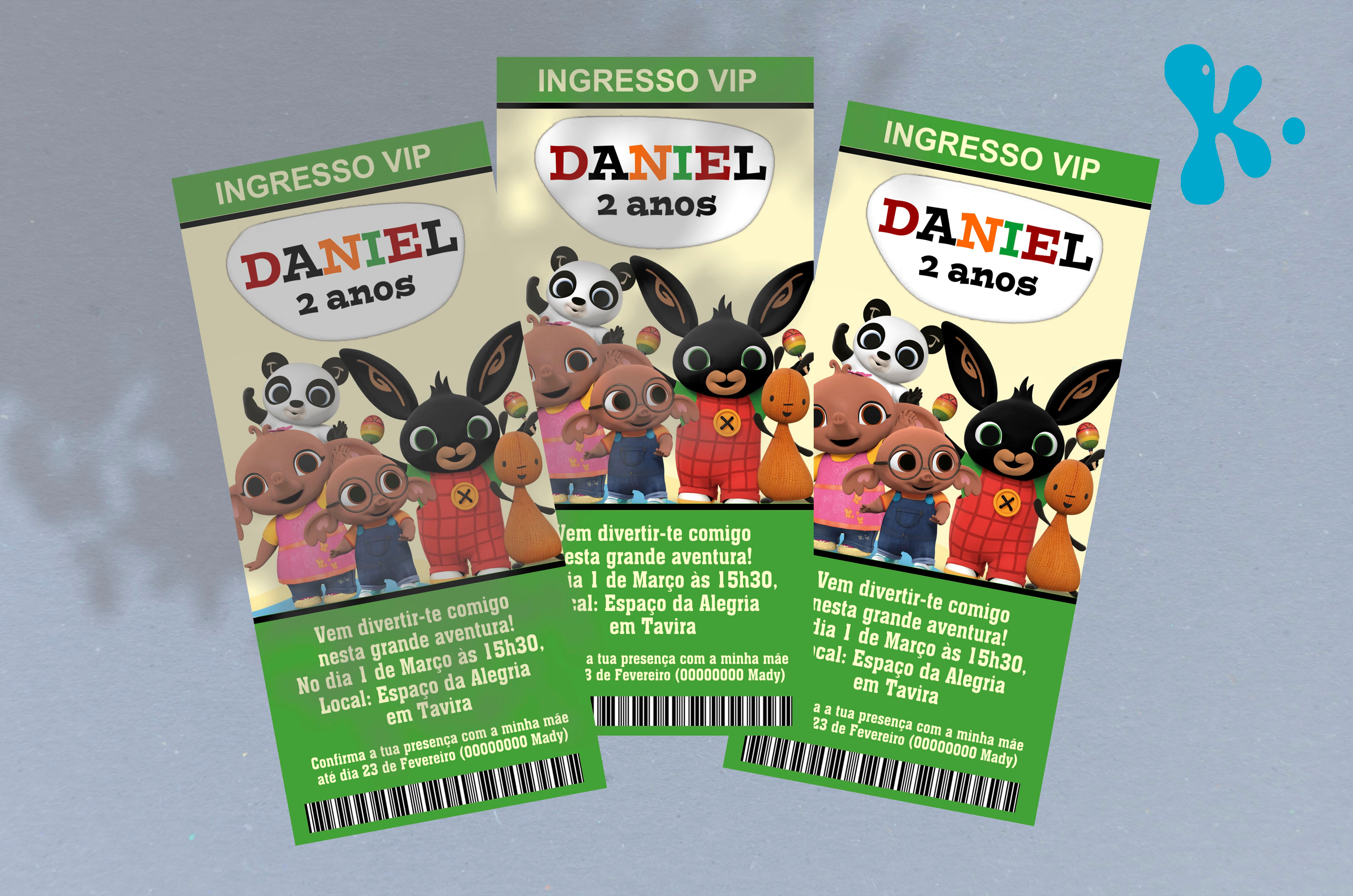 Convite Bilhete Impresso Coelho Bing