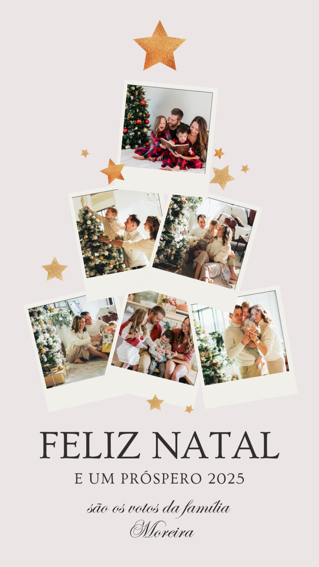 Cartão de Natal Animado Personalizado Colagem de fotos arvore branca de Natal 2025004