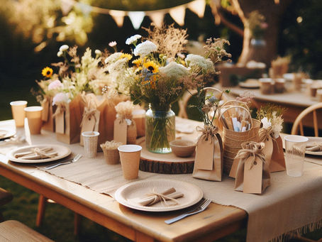 Festa infantil sustentável com decoração ecológica e lembrancinhas reutilizáveis.