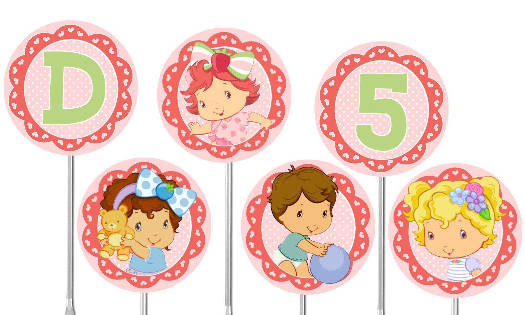 Toppers doces salgados Docinho de Morango Baby
