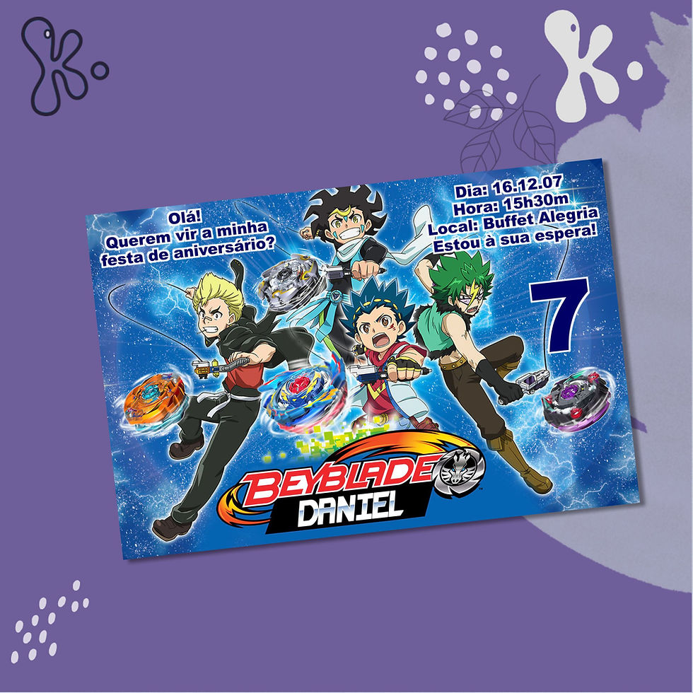Convite Digital Beyblade Burst Personalizado para Aniversário