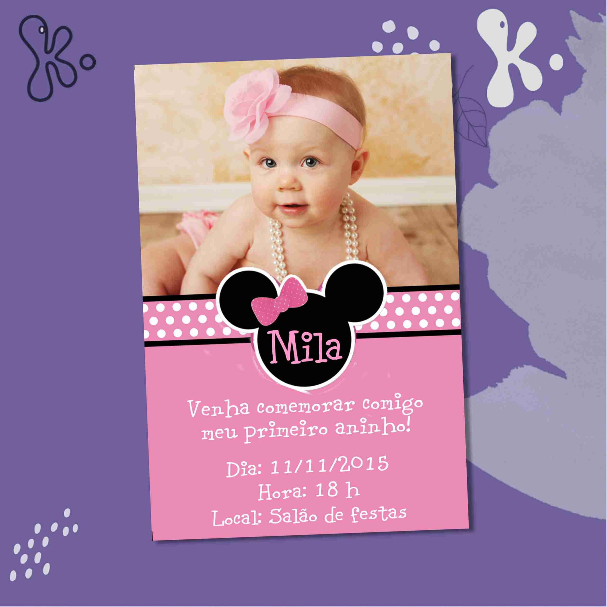 Convite Digital Minnie Rosa 8