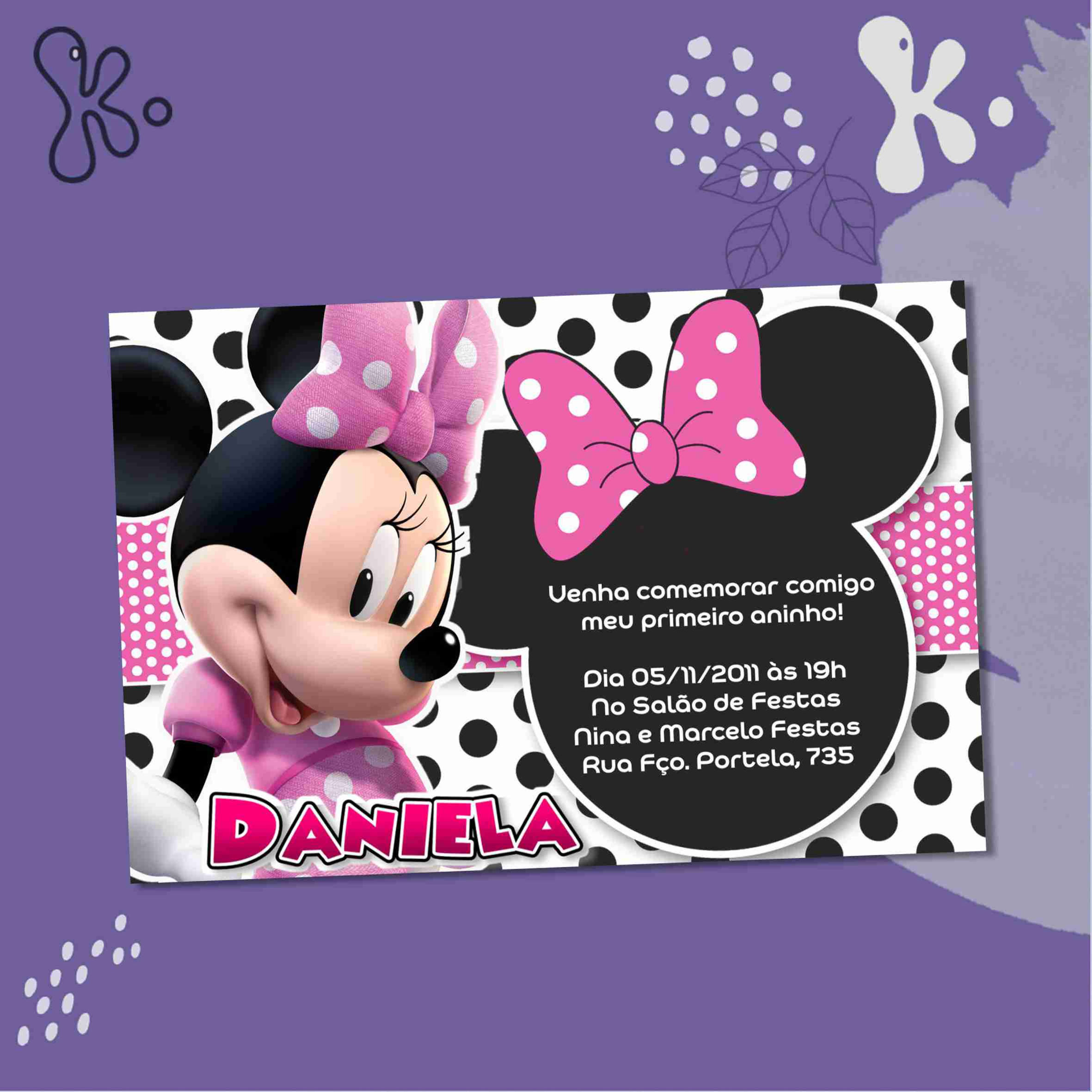 Convite Digital Minnie Rosa 1