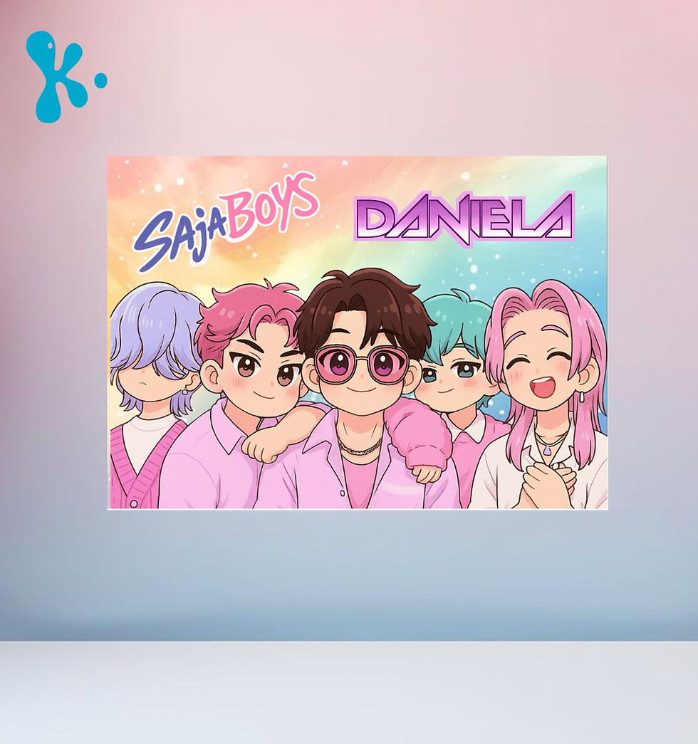 Cartaz infantil Saja Boys personalizado com nome Daniela