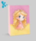 Saco lembrança Bela Adormecida com princesa de vestido rosa e fundo delicado em tons suaves