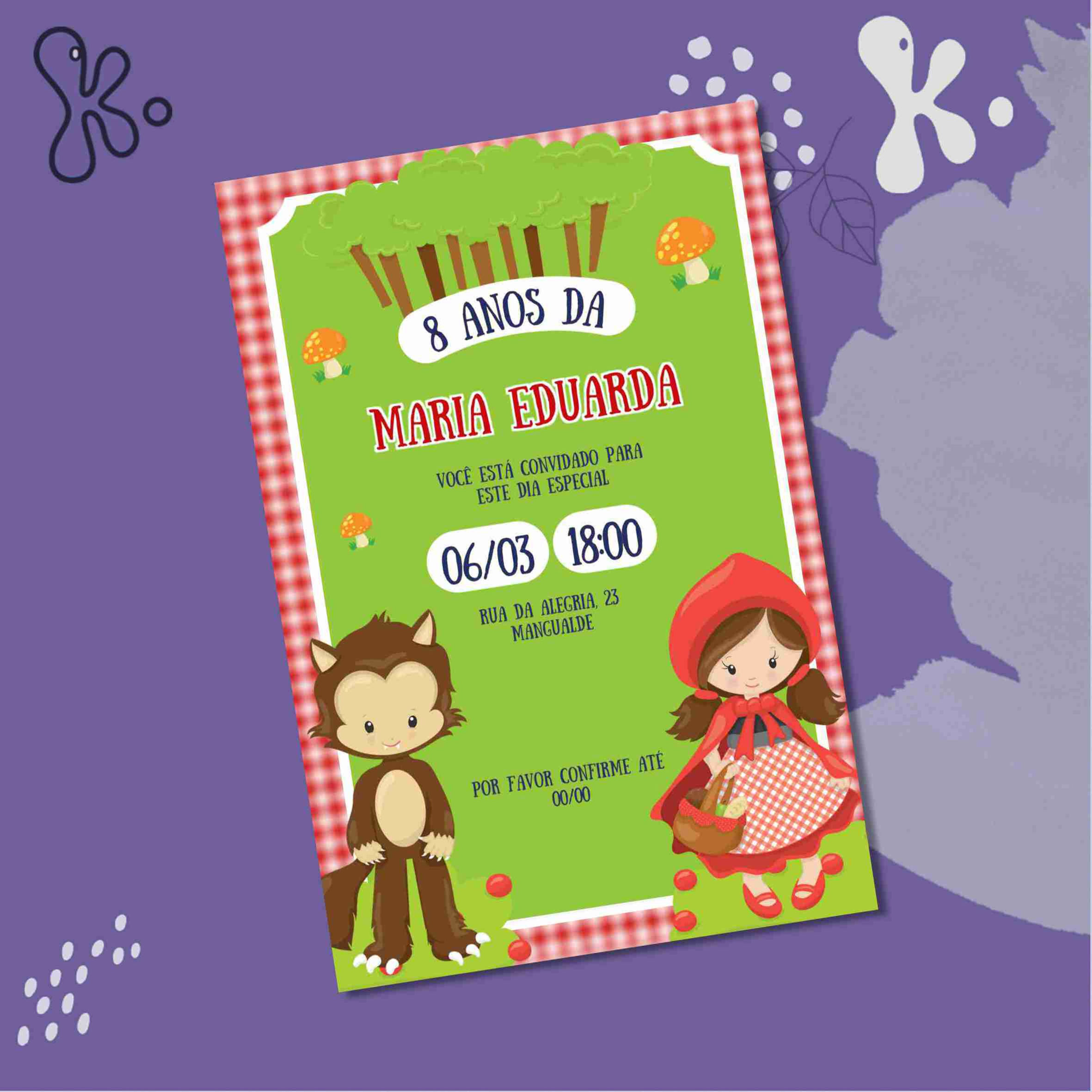 Convite Digital Capuchinho Vermelho Personalizado – Festa Infantil Encantadora