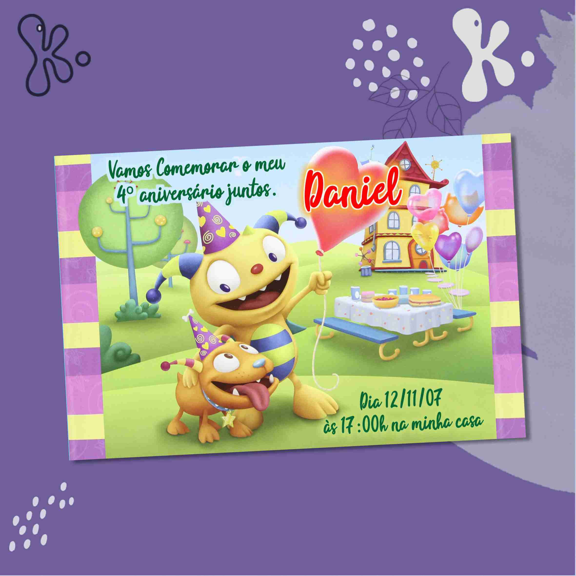 Convite Digital Henry, O Monstro Feliz – Personalizado para Festa Infantil