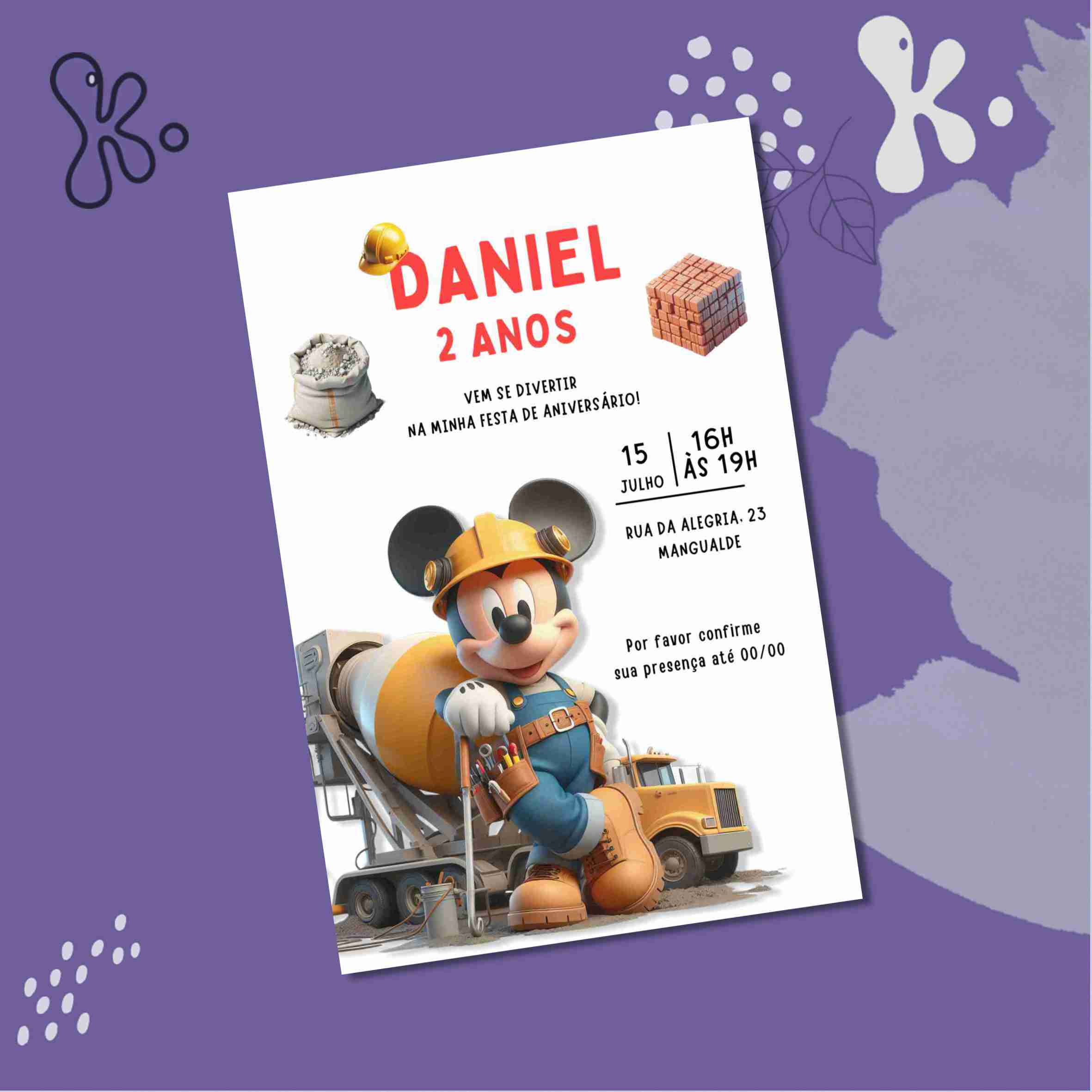 Convite Digital Mickey Construtor