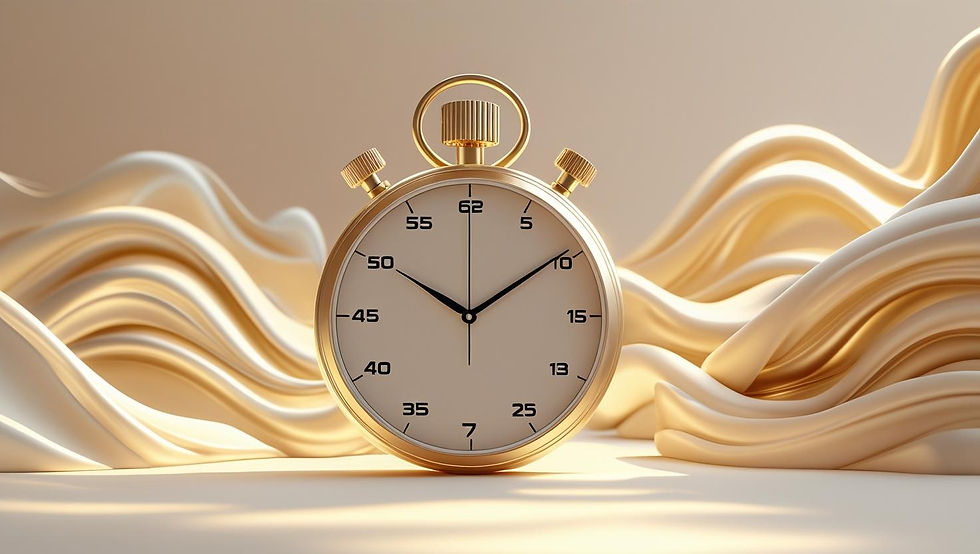 Cronômetro elegante ou timer mostrando 7 segundos, cercado por uma onda de energia pacífica