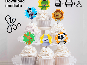 Toppers e autocolantes Panda e os Amigos - Ficheiro Gratuito