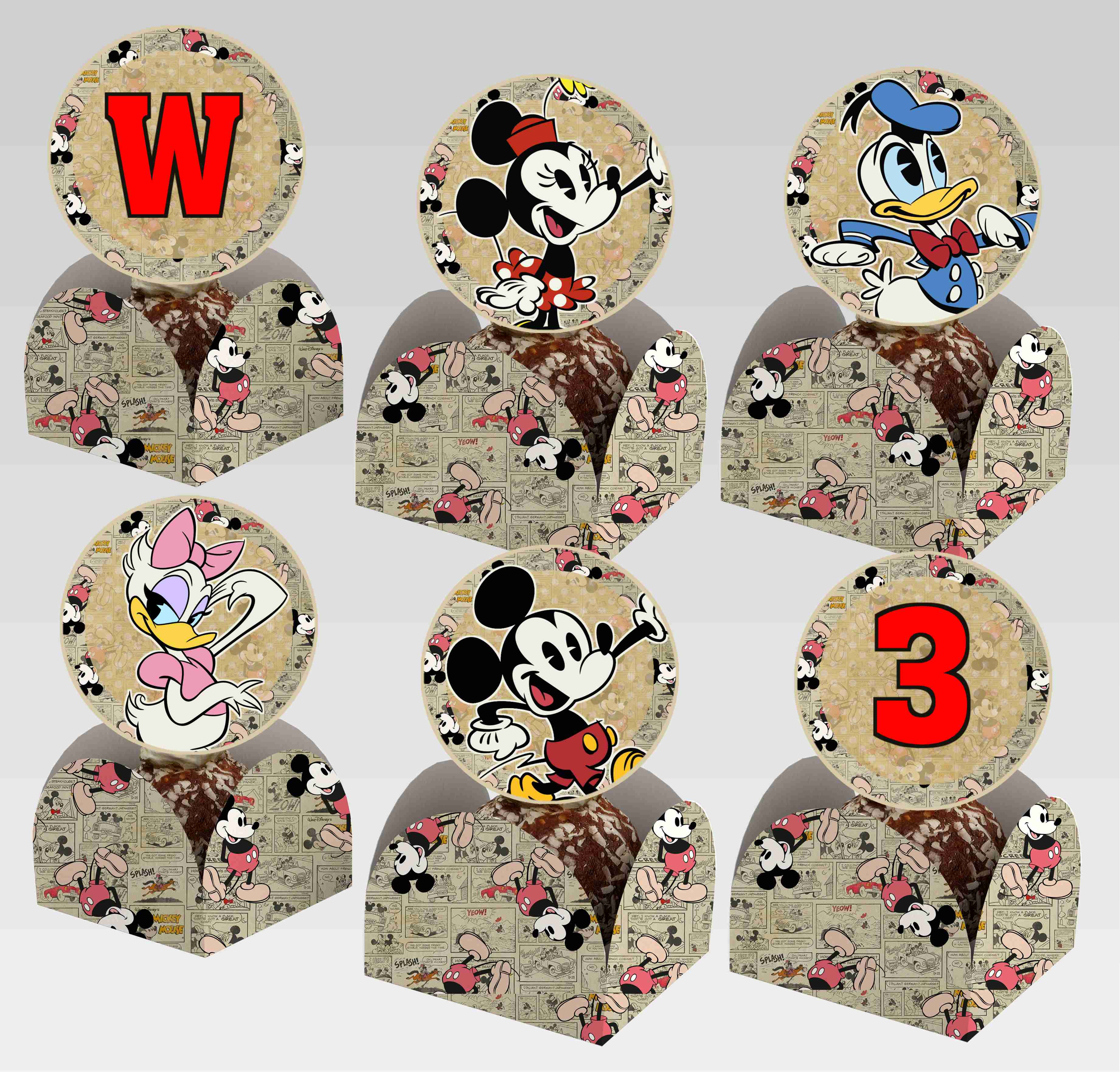 Conjunto de topper e caixeta Maravilhoso Mundo do Mickey Mouse