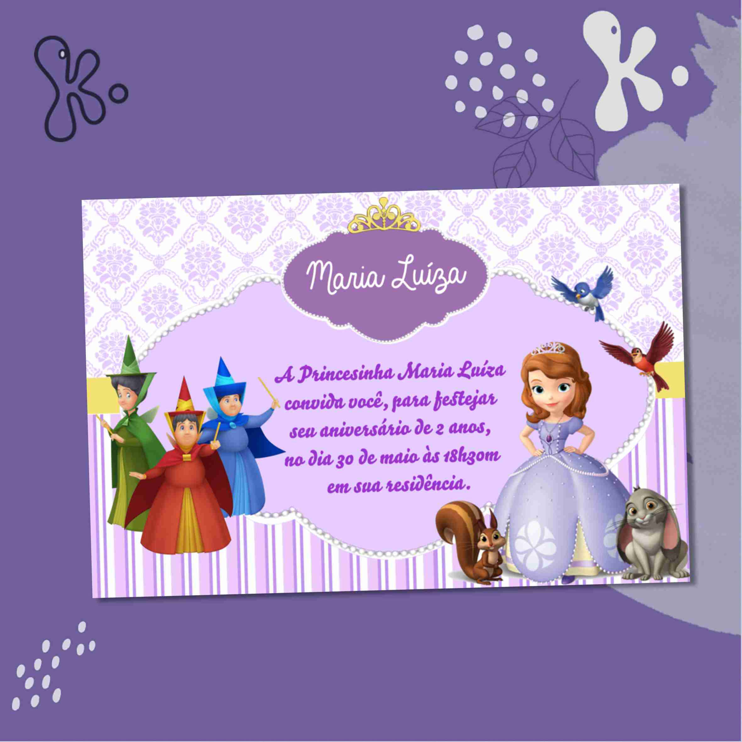 Convite Digital Princesa Sofia – Torna o aniversário da tua pequena num conto de fadas!