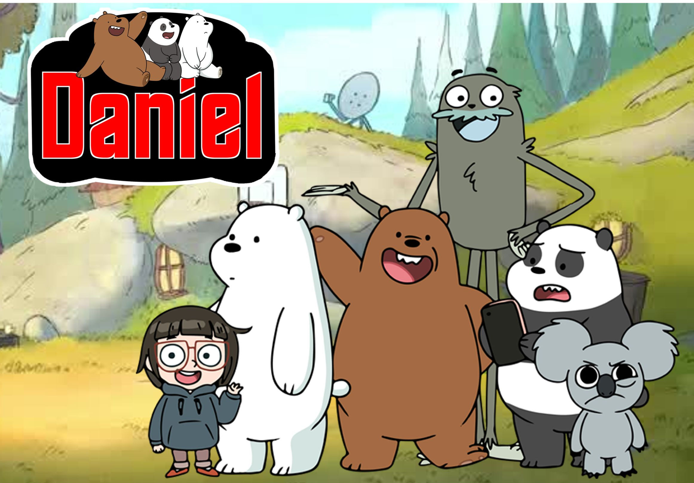 Cartaz infantil Nós, os Ursos personalizado com personagens para decoração de aniversário