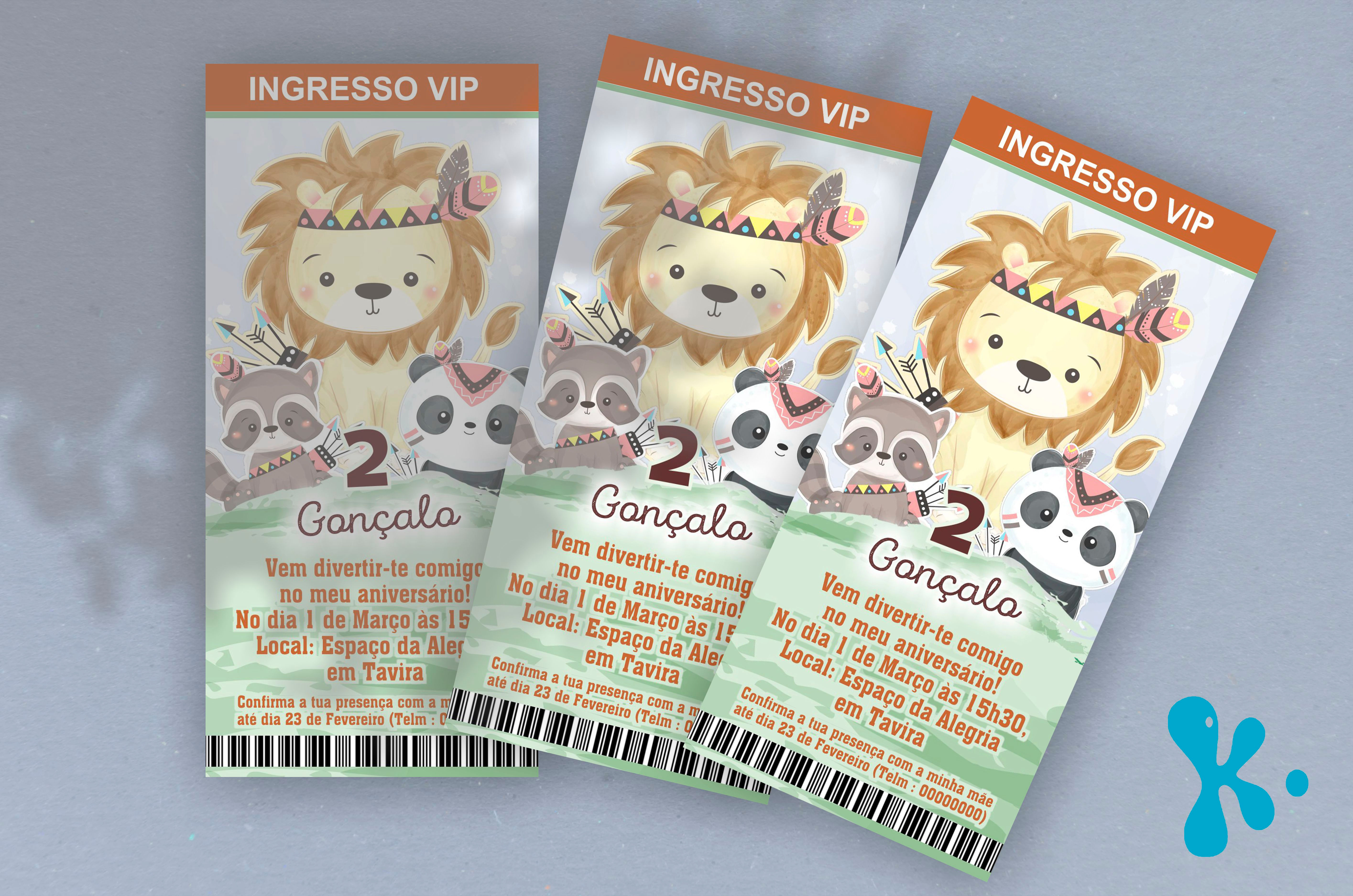 Convite Bilhete Impresso Bosque Tribal