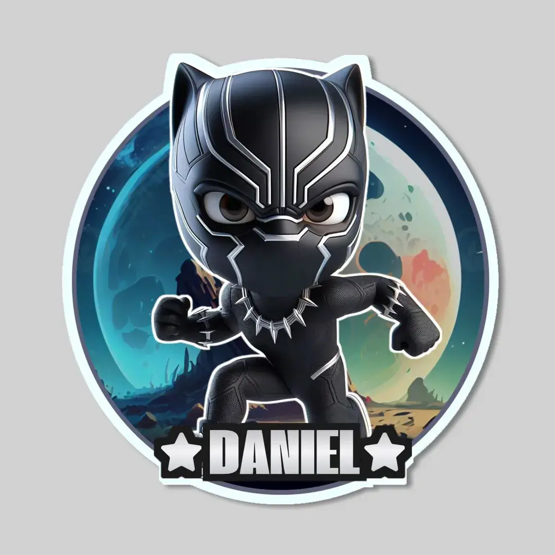 Íman Pantera Negra Personalizado com Nome da Criança