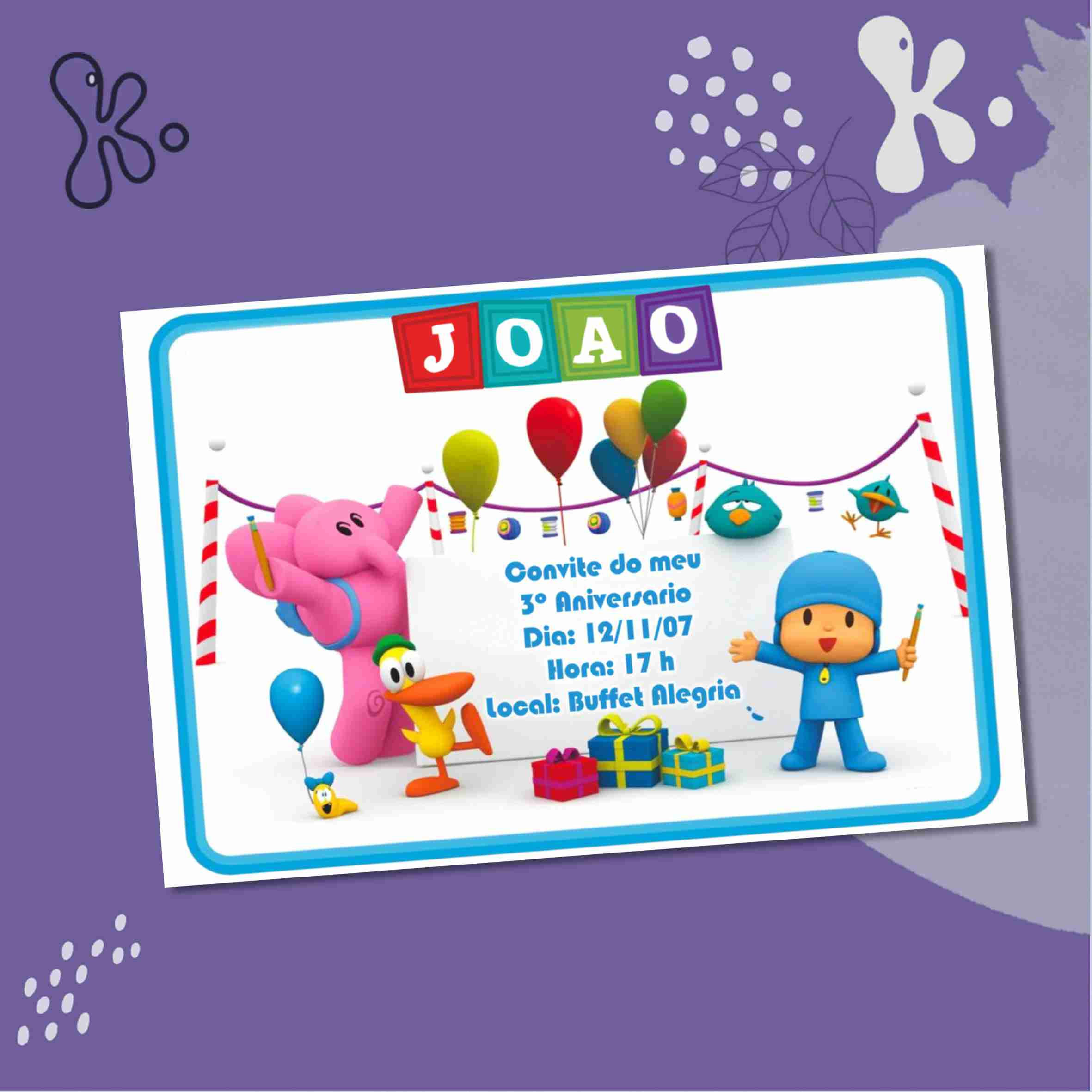 Convite Digital Pocoyo Personalizado – Festa Infantil com Diversão Garantida