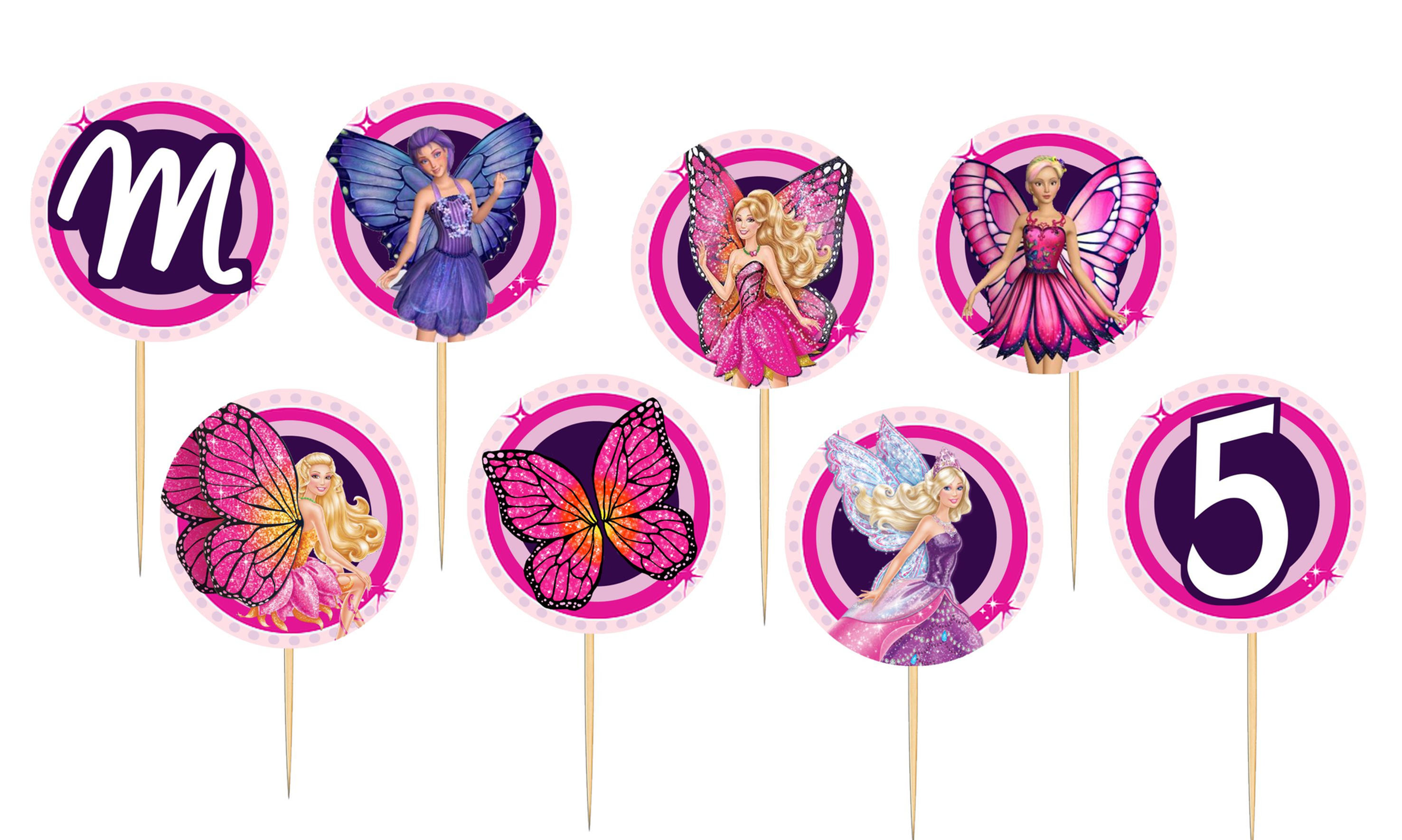 Toppers doces salgados Barbie Mariposa