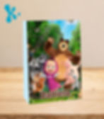 Saco lembrança personalizado Masha e o Urso com a Masha, o Urso e os animais da floresta para festa infantil.