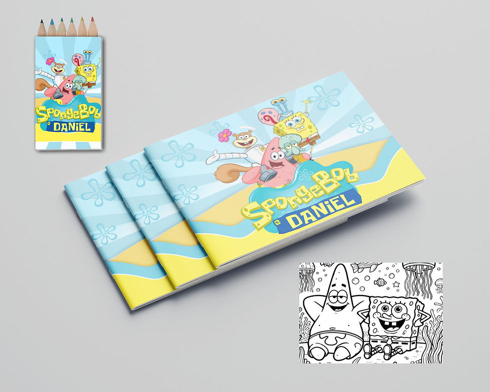 Livro de colorir 15 cm x 10 com Lápis de Cor SpongeBob