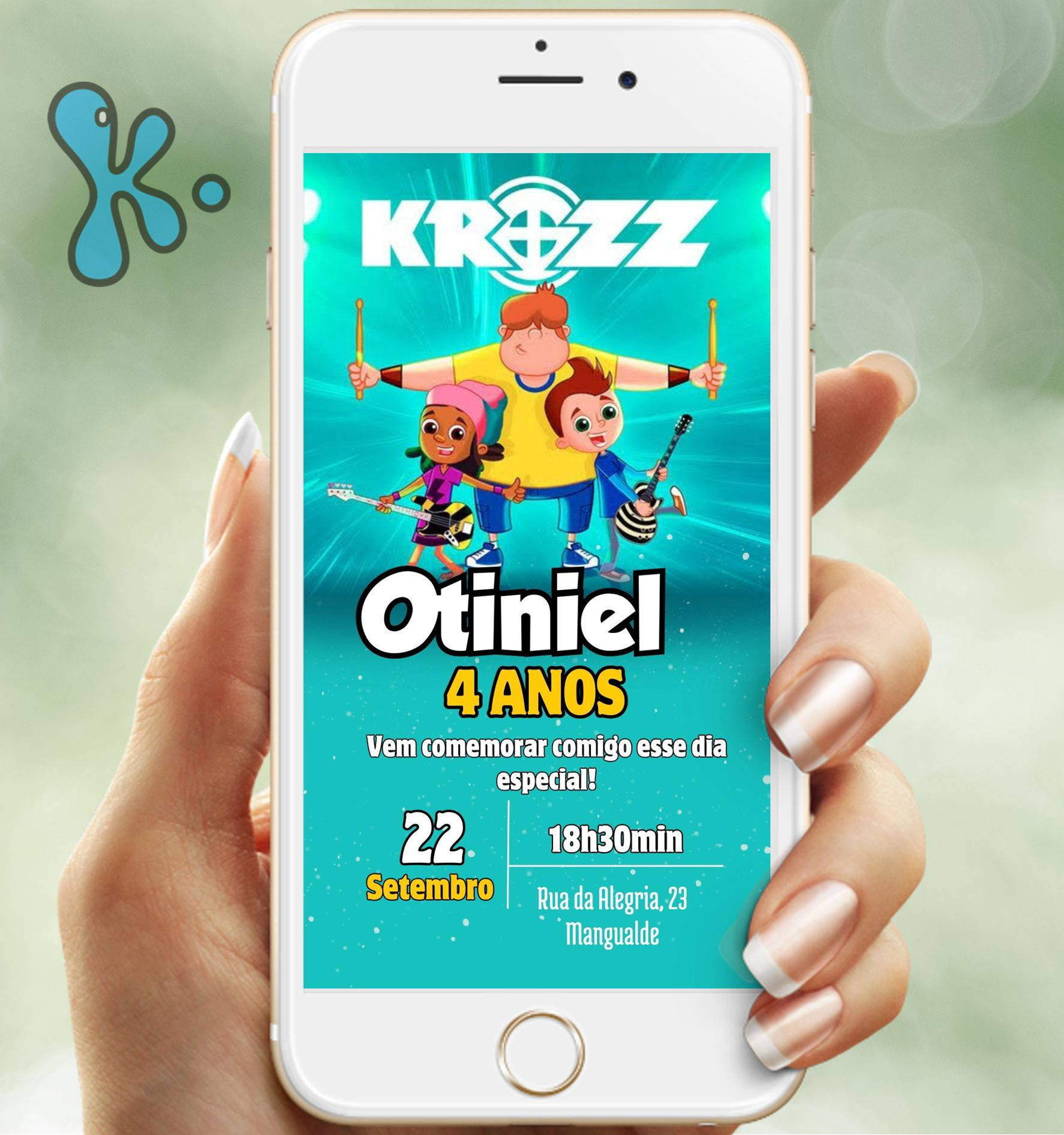 Convite Digital Krozz Personalizado – Festa Infantil com Ritmo e Diversao