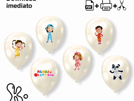 Autocolantes para Balões Panda e os Caricas - Ficheiro Gratuito