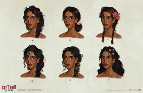 KeyaThota_SindbadTheSailor_SindbadHairIdeation