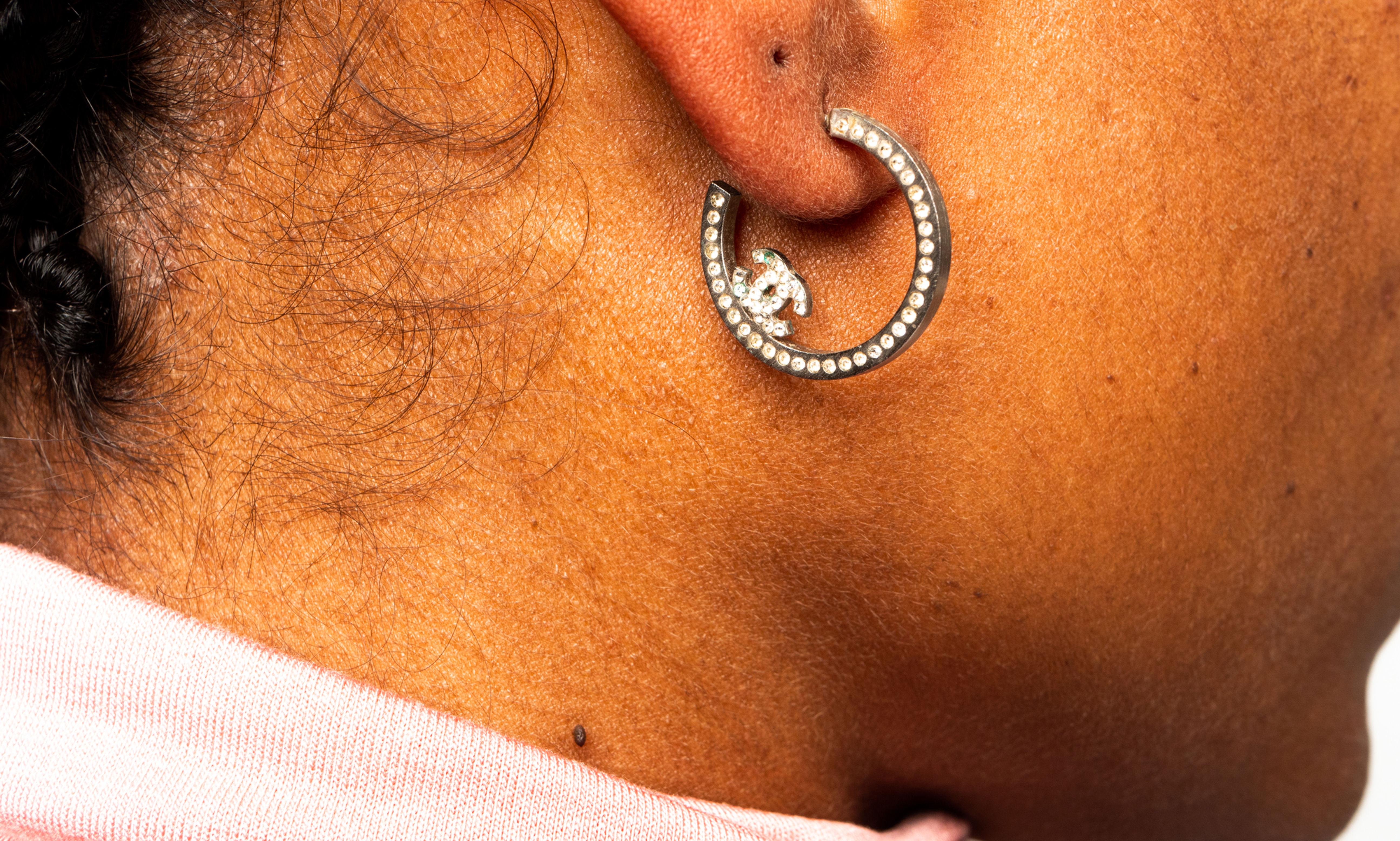 Chanel Swarovski Crystal Hoop Earrings