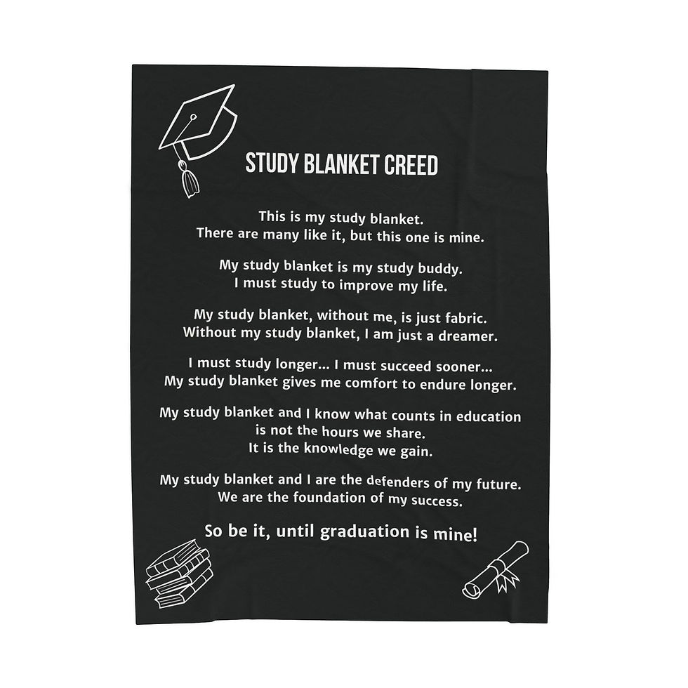 Thumbnail: Plush Blanket with Study Blanket Creed - Motivational for Students