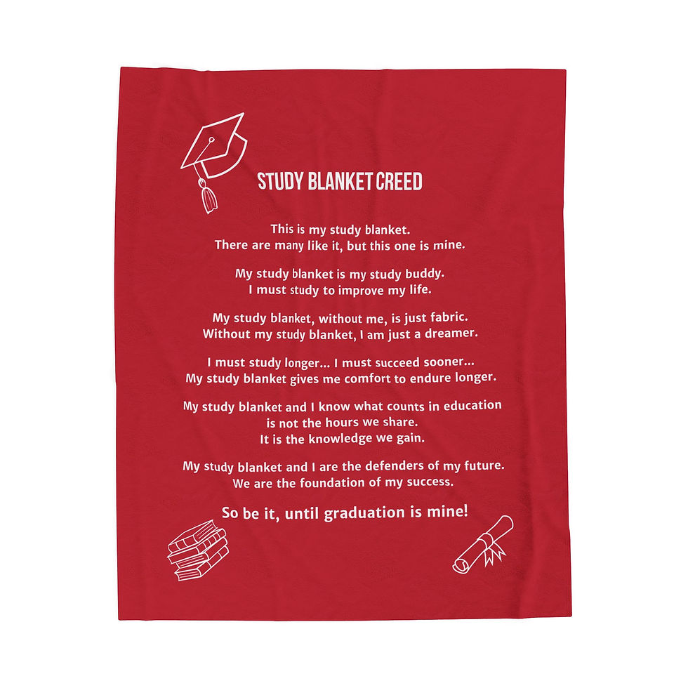 Thumbnail: Plush Blanket with Study Blanket Creed - Motivational for Students - Crimson Red