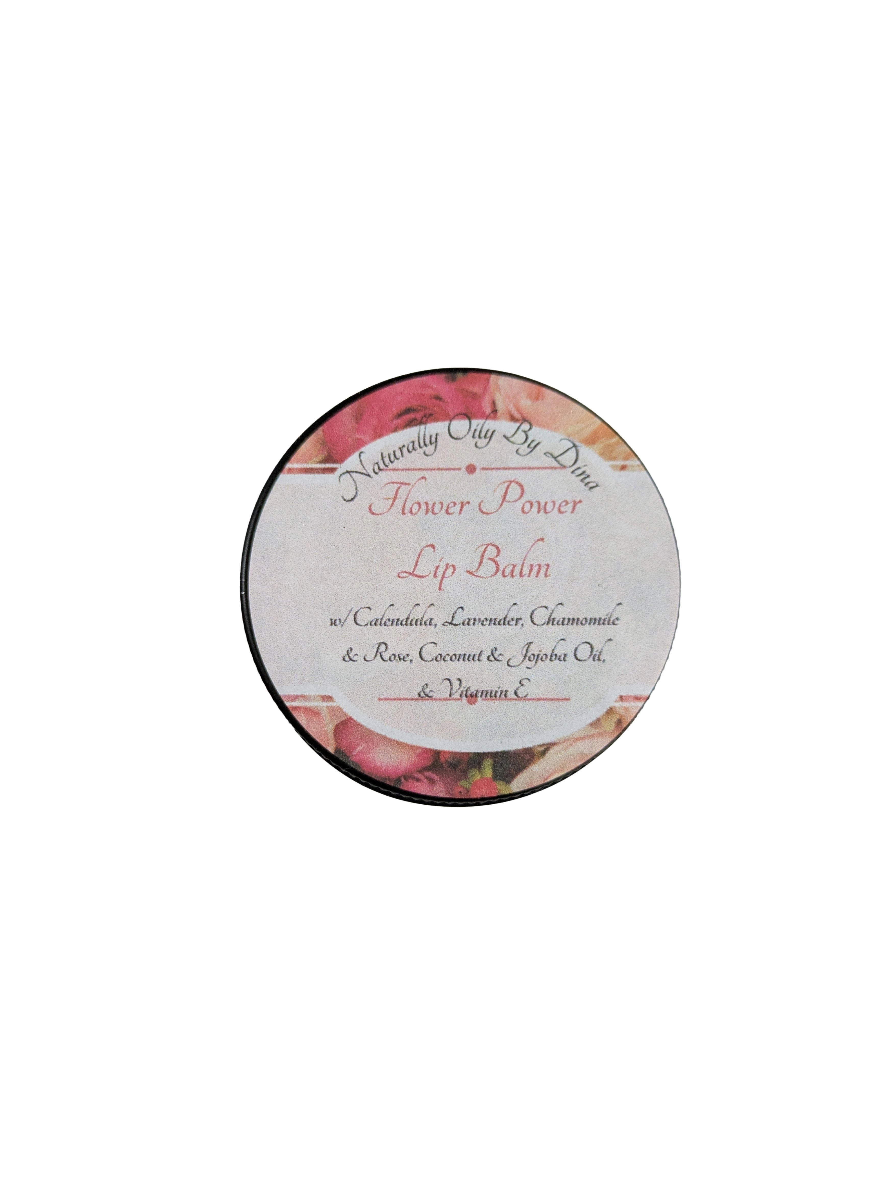 Flower Power Lip Balm, Naturally Oily, with Calendula, Rose, and Jojoba Oil.