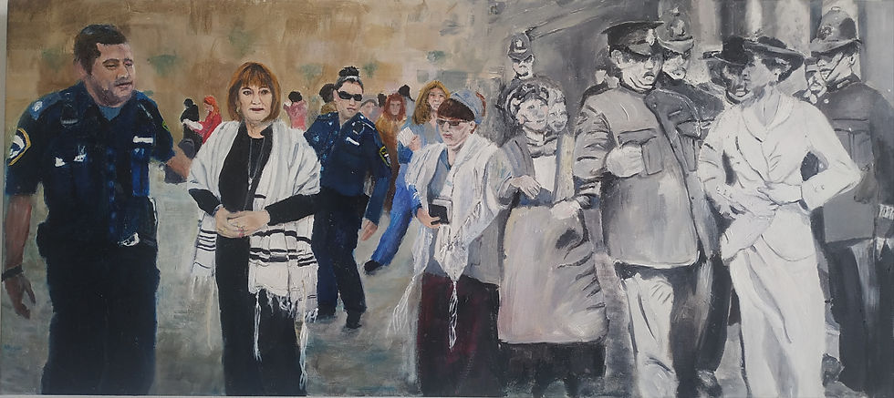 Arrested, 2020, oil on canvas, 15.7X35.