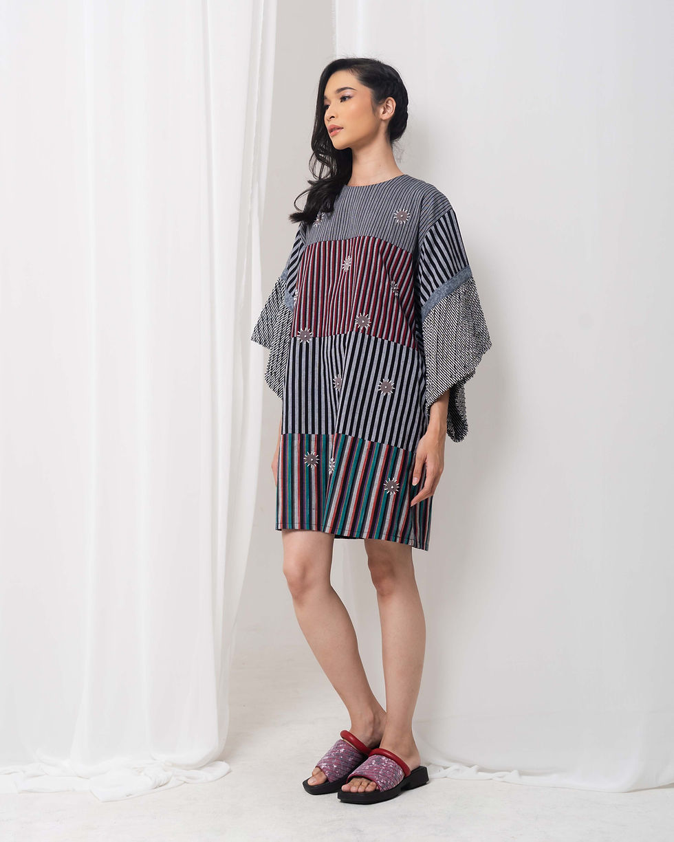 Thumbnail: Melia Patchwork Grey Dress