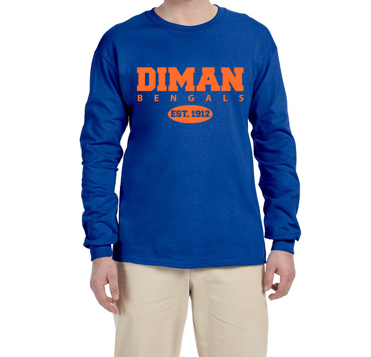 Long-Sleeve T-Shirt with Est. 1912 in orange