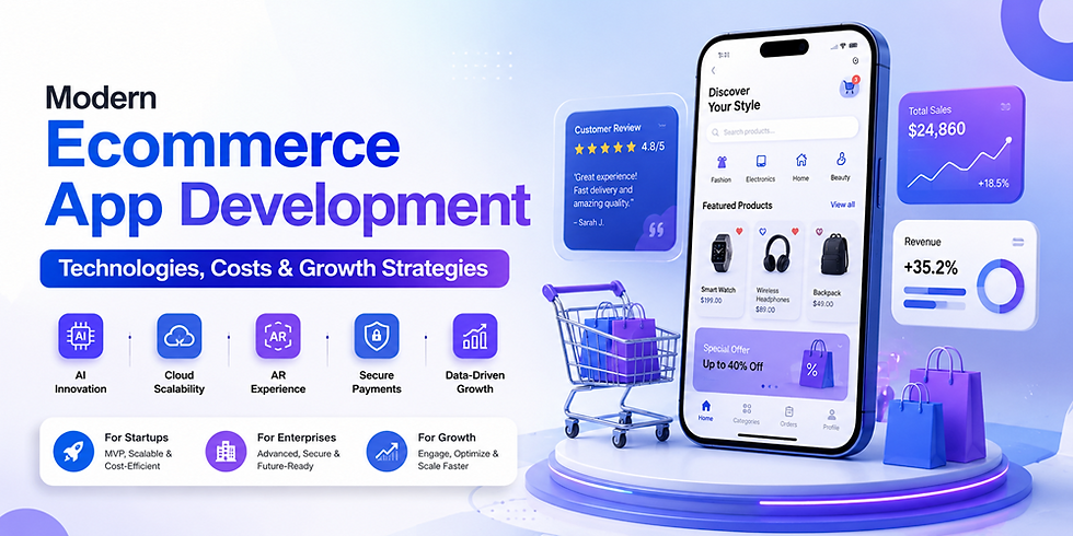 Modern Ecommerce App Development: Technologies, Costs & Growth Strategies
