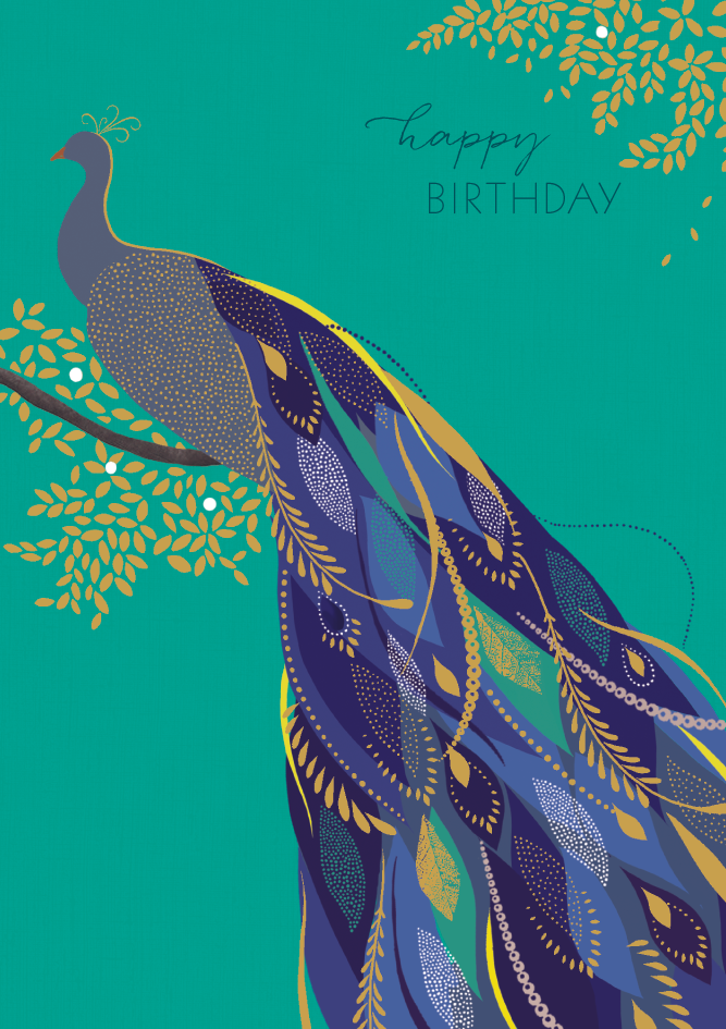 Karte "Happy Birthday" (Pfau) von Sara Miller London, SAM56